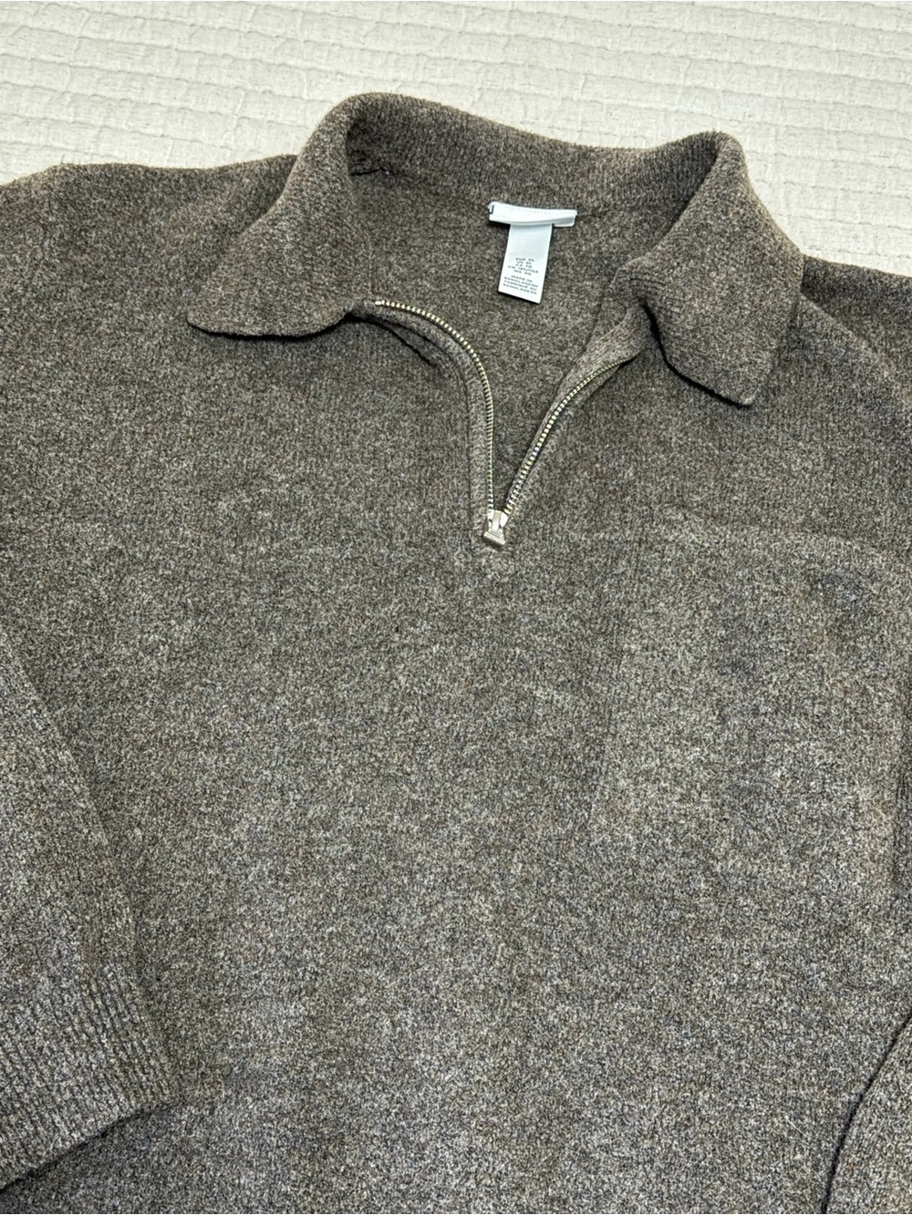 H&M Men's Zip-Front Sweater in Brown Heather - Picture 2 of 4
